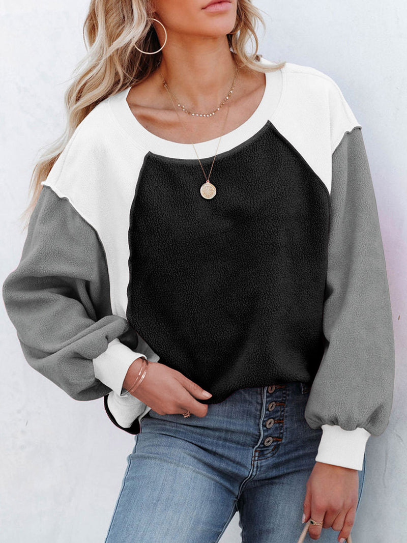 Color Block Exposed Seam Sweatshirt