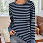 Lovelet Striped Round Neck Long Sleeve T-Shirt