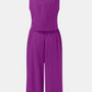 Round Neck Top and Wide Leg Pants Set