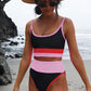 Color Block Spaghetti Strap Two-Piece Swim Set