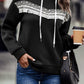 Contrast Fringe Detail Dropped Shoulder Hoodie