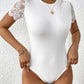 Perfee Lace Backless Round Neck Bodysuit