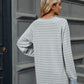 Pocketed Striped Round Neck Long Sleeve T-Shirt