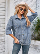 Button Up Long Sleeve Denim Jacket Dusty Blue