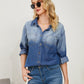 Pocketed Button Up Dropped Shoulder Denim Jakcet