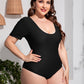 Plus Size Scoop Neck Short Sleeve One-Piece Swimsuit