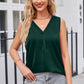 V-Neck Curved Hem Satin Tank