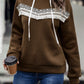 Contrast Fringe Detail Dropped Shoulder Hoodie