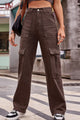 Buttoned High Waist Loose Fit Jeans Brown