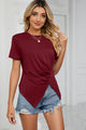 Ruched Hem Detail Crewneck T-Shirt Burgundy