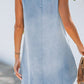 Notched Sleeveless Denim Dress