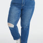 BAYEAS Full Size High Waist Distressed Washed Cropped Mom Jeans