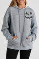 Pumpkin Face Graphic Drawstring Hoodie with Pocket Charcoal