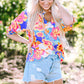 Printed Notched Half Sleeve Blouse