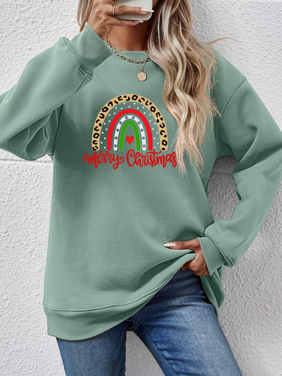 MERRY CHRISTMAS Graphic Sweatshirt Sage