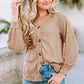 Button Down V-Neck Waffle Knit Shirt