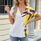 Printed Surplice Short Sleeve Blouse