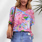 Floral V-Neck Short Sleeve Blouse