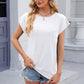 Pocketed Heathered Cap Sleeve T-Shirt