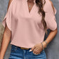 Notched Cold Shoulder Blouse