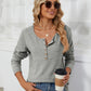 Striped Half Button Long Sleeve T-Shirt