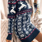 Reindeer & Snowflake Round Neck Sweater Dress