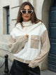 Contrast Zip Up Long Sleeve Jacket White