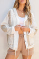 Drawstring Color Block Long Sleeve Jacket White