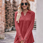 Mandy Decorative Button Johnny Collar Long Sleeve Blouse