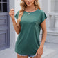 Pocketed Heathered Cap Sleeve T-Shirt