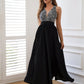 Contrast Sequin Sleeveless Maxi Dress