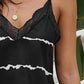 Shiny Lace Detail V-Neck Cami