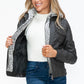 YMI Removable Faux Layered Multi-Pocket Jacket with Fuzzy Hood