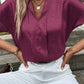 Notched Short Sleeve Blouse