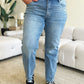 Judy Blue Full Size Mid Rise Distressed Straight Jeans