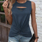 Cutout Twisted Round Neck Tank