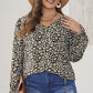 Plus Size Floral Flounce Sleeve Tie-Neck Blouse