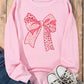 Bow Graphic Round Neck Long Sleeve Sweatshirt