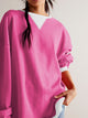 Mandy Contrast Trim Round Neck Long Sleeve Sweatshirt Deep Rose
