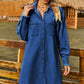 Button Up Collared Neck Raw Hem Denim Dress