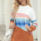 Drawstring Color Block Hoodie with Pockets