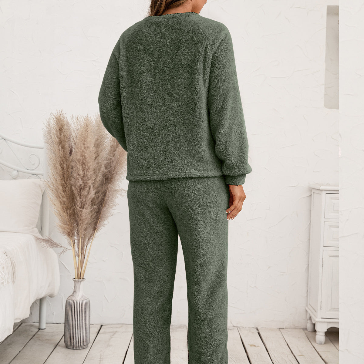 Teddy Long Sleeve Top and Pants Lounge Set