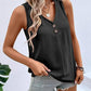 Full Size Decorative Button V-Neck Tank