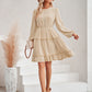 Swiss Dot Lace Trim Balloon Sleeve Dress