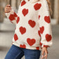 Fuzzy Heart Pocketed Dropped Shoulder Hoodie