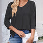 Lovelet Textured Round Neck Three-Quarter Sleeve Blouse