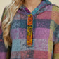 Double Take Full Size Plaid Dropped Shoulder Fleece Hoodie