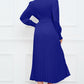 Round Neck Flounce Sleeve Pleated Dress