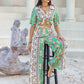 Printed Half Sleeve Top and Wide Leg Pants Set