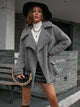 Ivy Lane Zip-Up Collared Teddy Jacket Gray